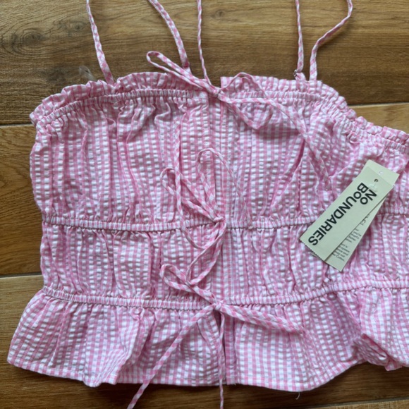 No Boundaries Pink and White Striped Tank Top - Picture 1 of 4